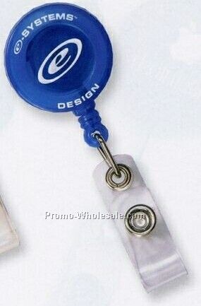 1-3/8"x1-5/8" Round Secure-a-badge Retractable Badge W/ Alligator Clip