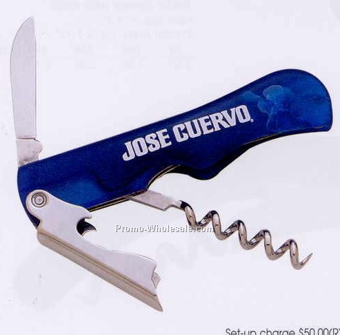 1"x4-3/4" Corkscrew & Bottle Opener With Knife