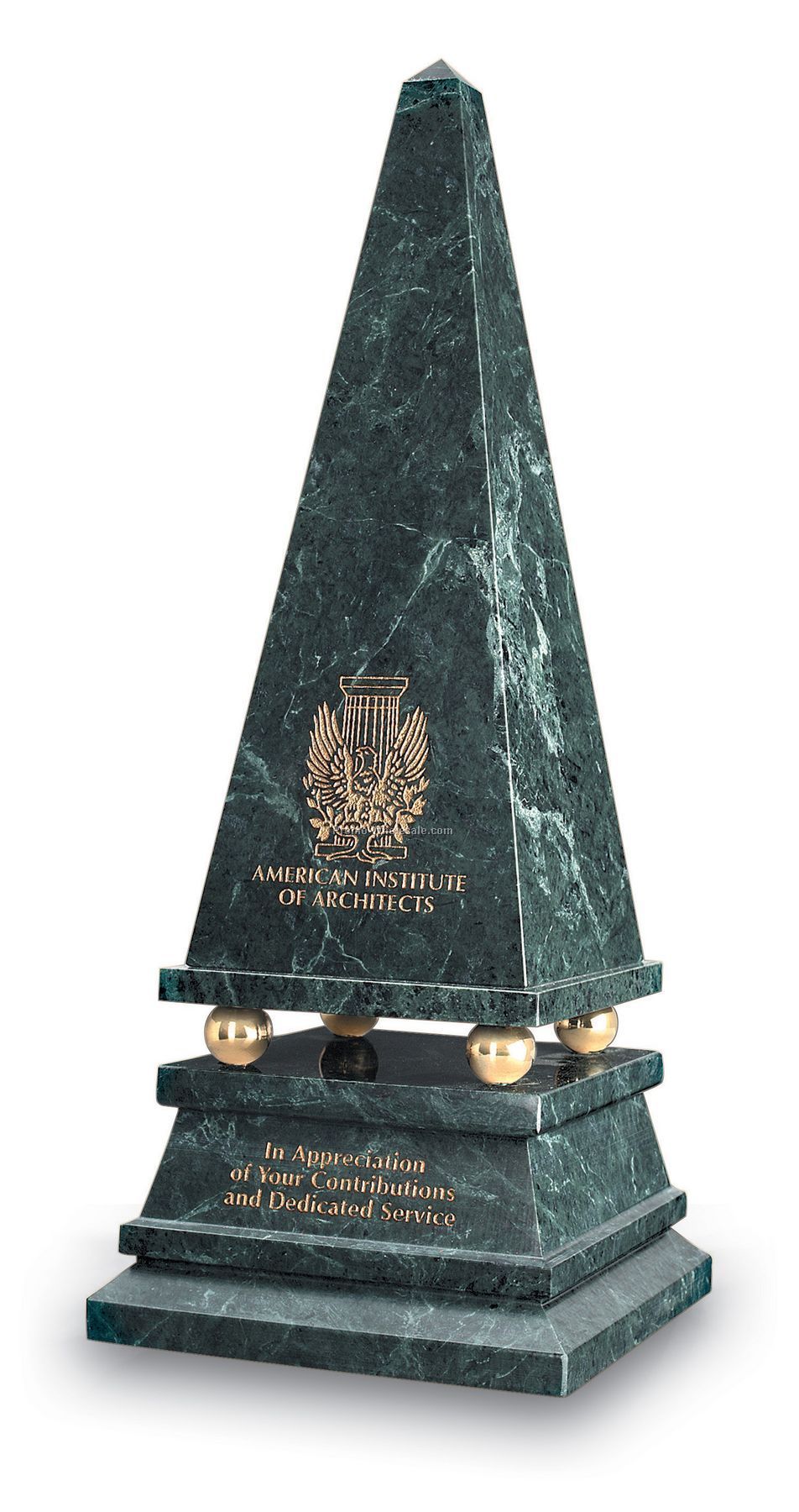 15" Grande Green Marble Obelisk Award