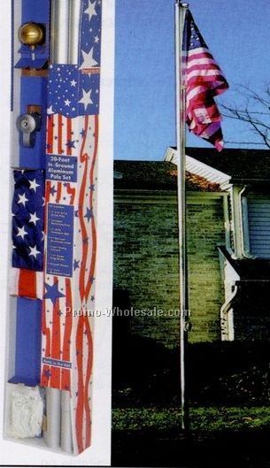 15' Residential Aluminum Poles Set W/ Embroidered Flag