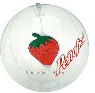 16" Inflatable Transparent Beach Ball W/ Strawberry Insert
