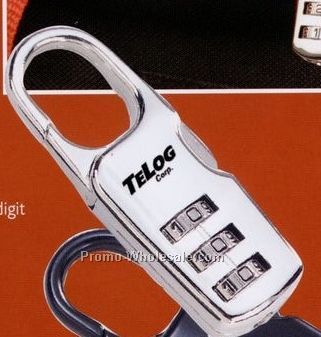 2-3/8"x7/8" Chrome Bag Lock With 3 Digit Combination & Rectangular Clip