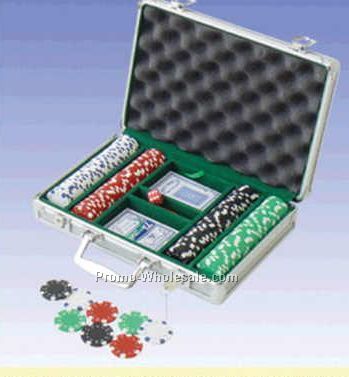 200 Piece Suit Poker Chips W/ Aluminum Poker Set (Screened)