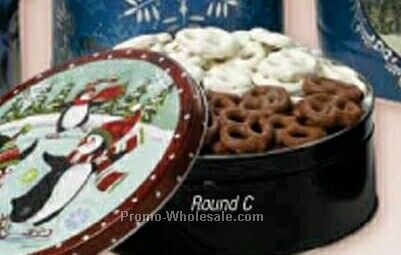 28 Oz. Chocolate/ Yogurt Pretzel Designer Gift Tin