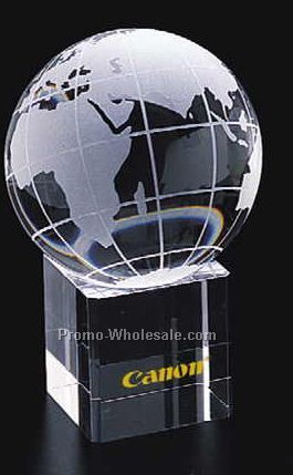 3-1/8" Crystal Globe With 1-3/4" Cubed Clear Base (Screened)