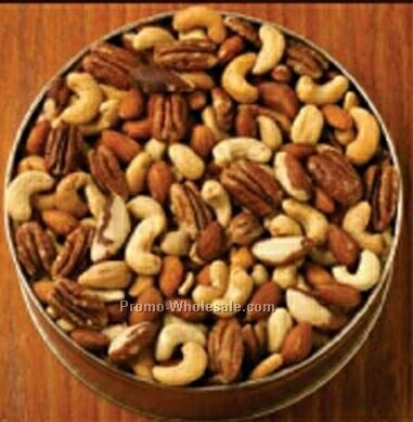 32 Oz. Deluxe Mixed Nuts Custom Gift Tin (No Peanuts)