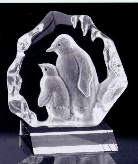 4-4/5" Animal On Base Penguin Crystal Sculpture