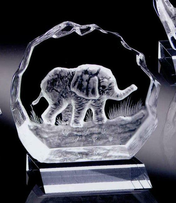 4-4/5" Animal Series Elephant Animal On Base Crystal Sculpture