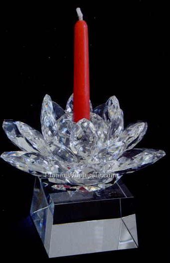 4"x2-1/8" Optic Crystal Lotus Candle Hold Figurine