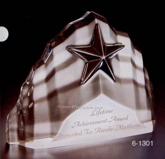 6"x4"x1-3/8" Acrylic Iceberg W/ Embossed Faceted Star Award