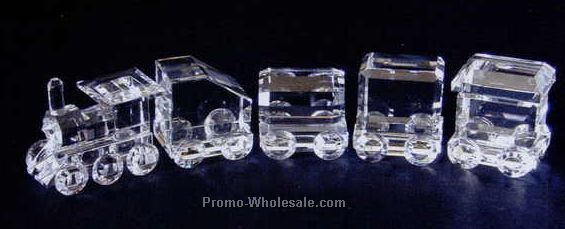 7-1/2" Optic Crystal Train Figurine (5 PC Set)