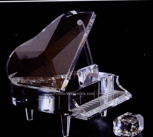 8" Optic Crystal Large Piano Figurine Set