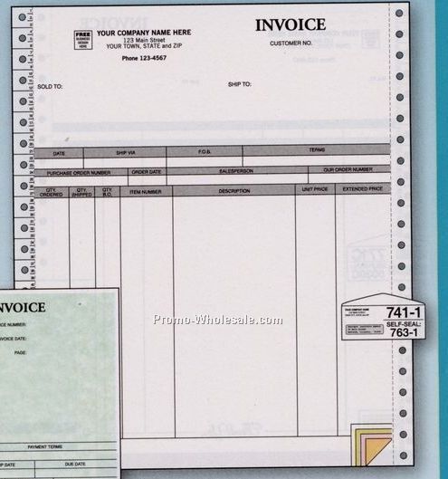 8-1/2"x11" 3 Part Continuous Feed Classic Invoice