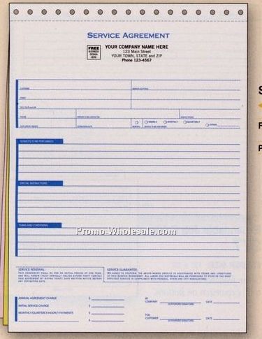 8-1/2"x11" 3 Part Service Agreement Form