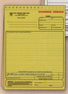 8-1/2"x11" Yellow 3 Part Change Order Form