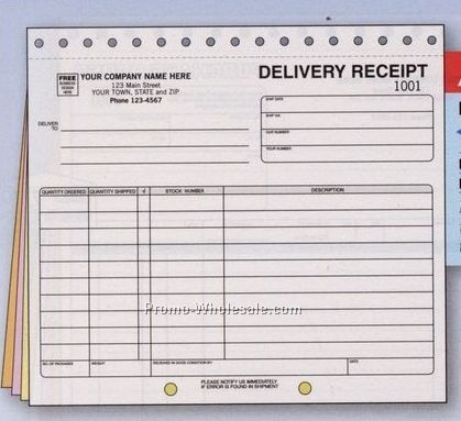 8-1/2"x7" 2 Part Delivery Receipt