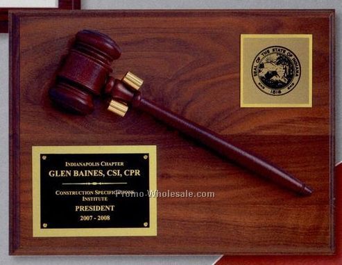 9"x12" Walnut Gavel Plaque W/Removable Gavel