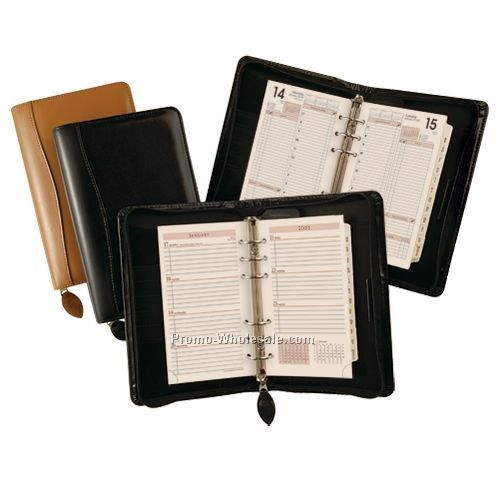 Black Vinyl Zippered Weekly Organizer