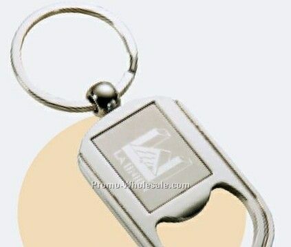 Bottle Opener / Key Ring W/ Rectangle Inset