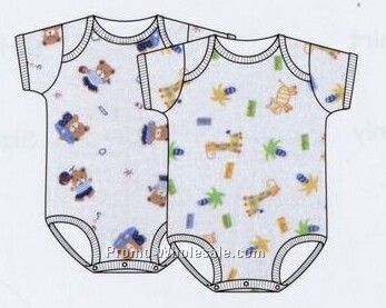 Boys Printed Interlock Short Sleeve One Piece / Onesie (Newborn-large)