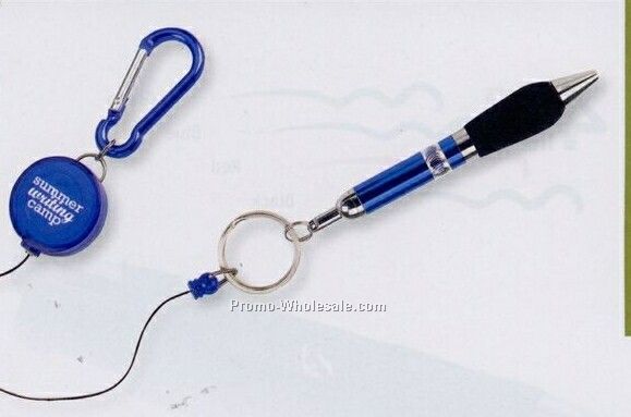 Carabiner Pull Pen With Reel (3 Day Shipping)