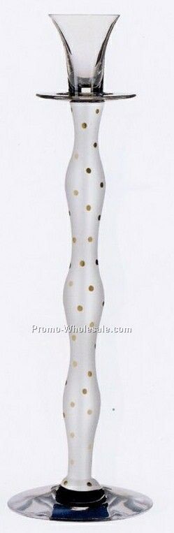 Celeste Candlestick - White/Gold Dots