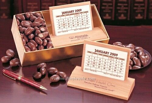 Chocolate Almonds W/ Hardwood Desk Calendar