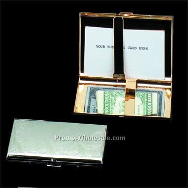 Cigarette Case Style Business Card Holder W/ Laser Engraving