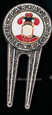 Custom Divot Tool With Steel Enamel Ball Marker Center