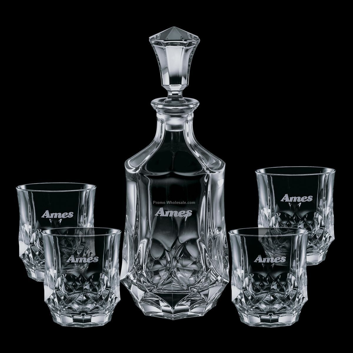 Foxborough Decanter & 4 On-the-rocks Glasses