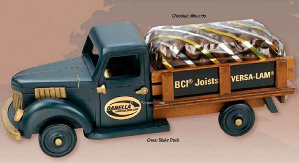 Green Stake Truck Nut Dispenser - Chocolate Almonds 14 Oz.