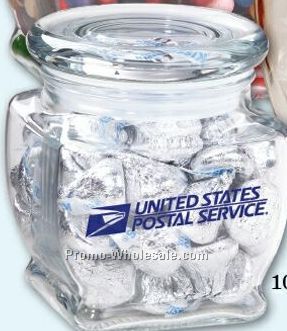 Hershey Kisses Footed Square Glass Jar - Clear Lid (4"x4-1/4")