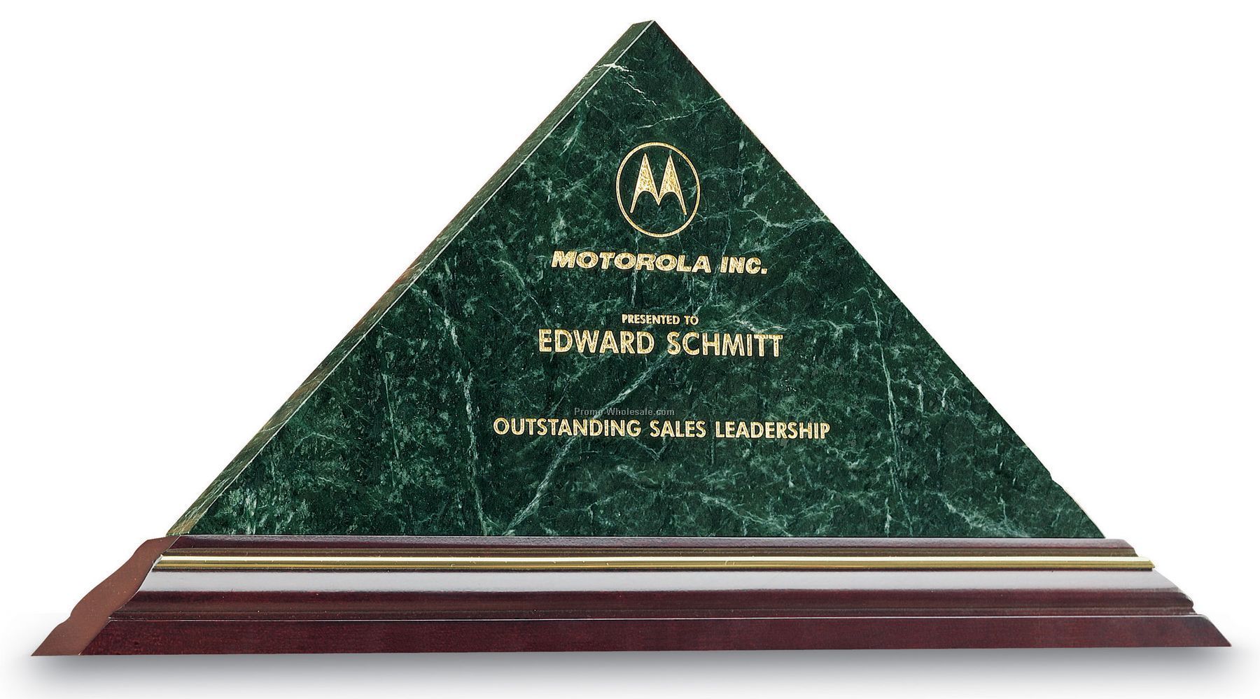 Large Marble Triad Award With Cherrywood Stained Base