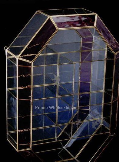 Mirrored Wall Curio-medallion (24"x16"x5-1/2") Blue (N/S)