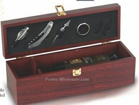 Napoli Mahogany Wood Box With Wine Accessories