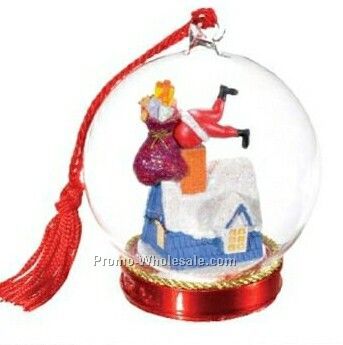 Santa In Chimney Memory Globe