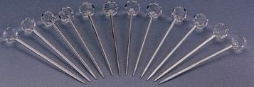 Set Of 12 Silver Plated Martini Picks W/Crystal