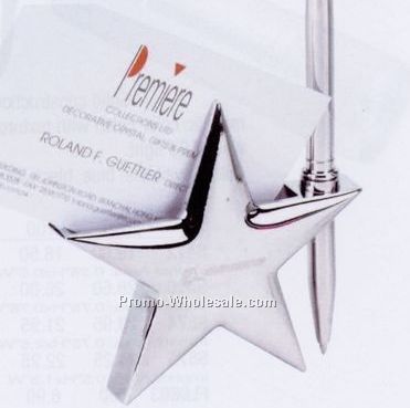 Star Shape Business Card And Pen With Silver Plating