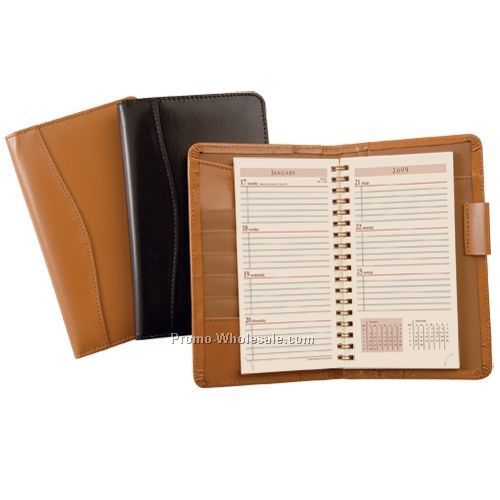 Tan Bonded Leather Wired Weekly Organizer