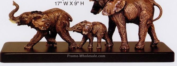 Three Elephants Figurine(Copper Finish)