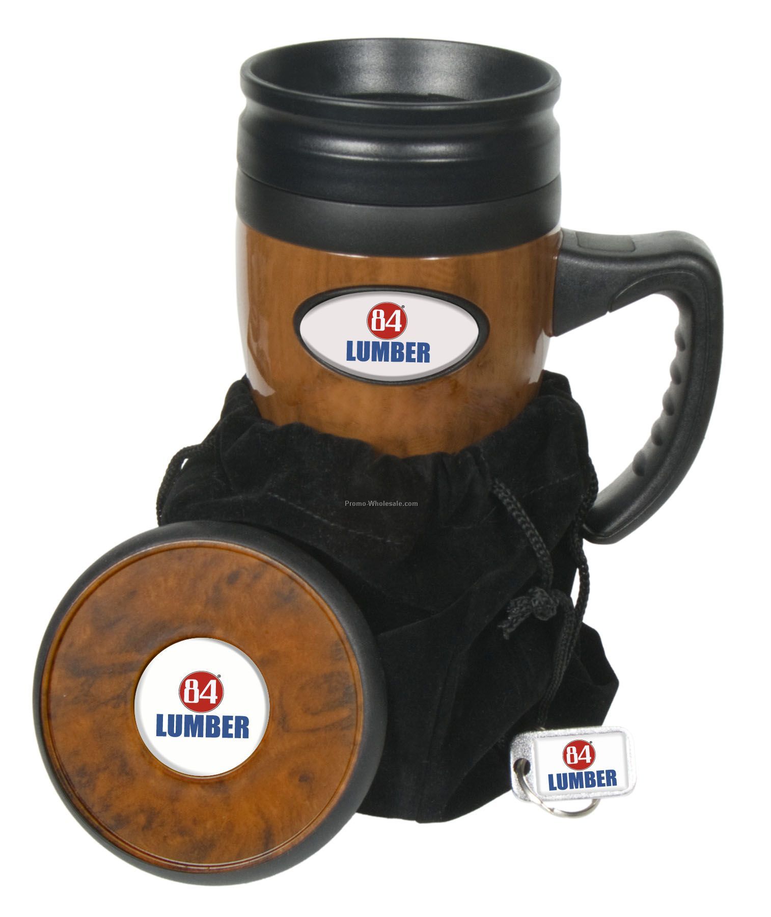 Wood Grain Galaxy Mug Gift Set With Orbit Coaster & Keychain