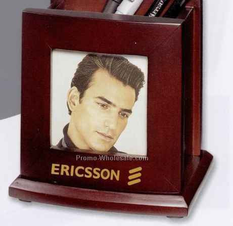 Wooden Pen / Pencil Holder W/ Picture Frame