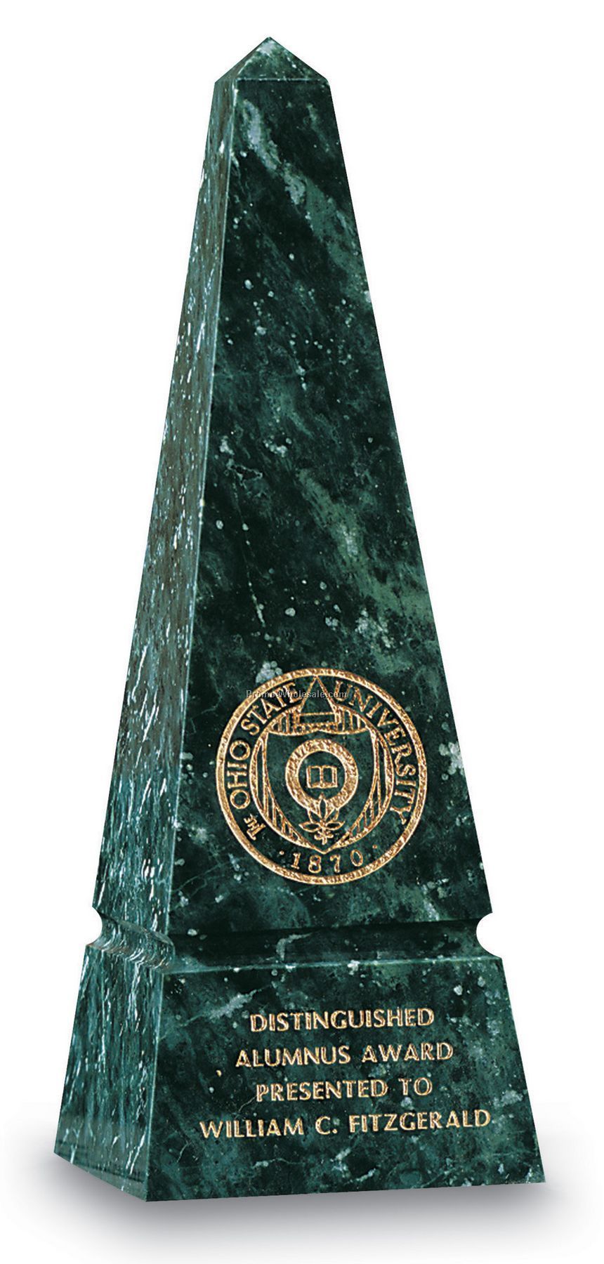 12" Large Obelisk Green Marble Award