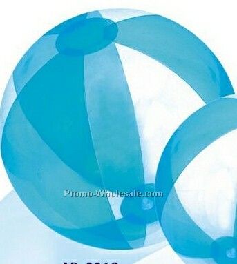 16" Inflatable Translucent Blue And Clear Beach Ball