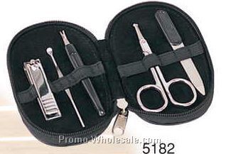 2-3/4"x4-3/4"x3/4" Vinyl Zip Around Compact Manicure Kit