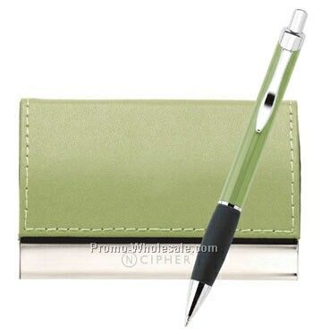 2-piece Alto Ballpoint Pen And Leather Card Holder Set