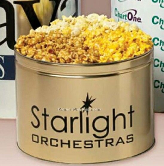 3-1/2 Gallon Custom Popcorn Tin W/ Caramel Popcorn