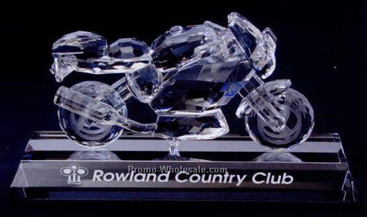 3"x1-3/4" Optic Crystal Sports Motorcycle Figurine