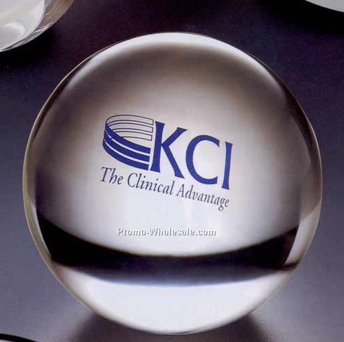 3"x2-7/8" Acrylic Sphere W/ Cut Bottom Paper Weight Award