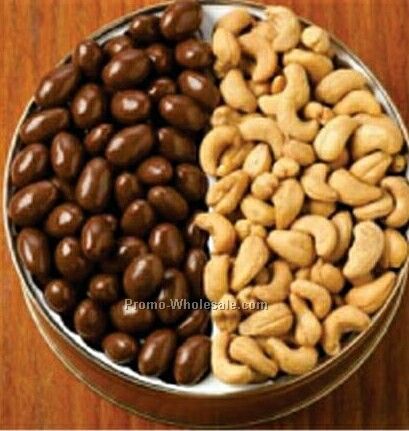 30 Oz. Chocolate Almonds/ Jumbo Cashews Designer Gift Tin